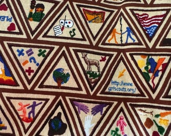 Girl Scout Troop Robert Kaufman Brownies Girl Scout Badges Brown OOP HTF Quilting Cotton RARE Woven Fat Quarter