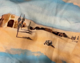 Star Wars Panoramic Tattooine Trooper Helmet Desert OOP HTF Quilting Cotton RARE Woven 1 yard
