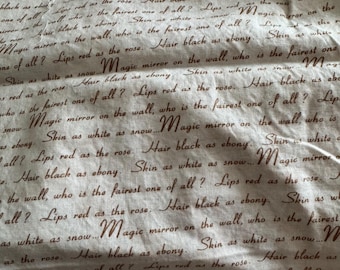 1/2 yd Thomas Kinkade Brown Snow White Words fabric OOP HTF Quilting Cotton RARE Half Yard Woven