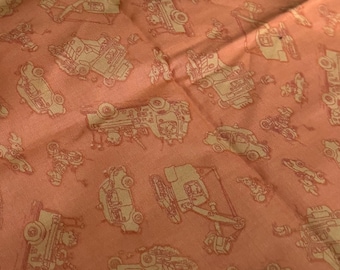 Vintage Richard Scarry Fabric OOP HTF Quilting Cotton Children’s Book Rare Animal Fabric Fat Quarter Orange Tonal Animal Cars Coordinate