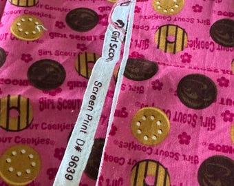 Girl Scout Robert Kaufman Vintage Thin Mint Samoas Pink Cookies Fabric  OOP HTF Quilting Cotton RARE Woven