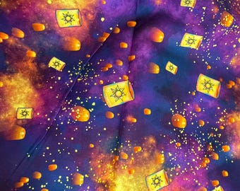 Rapunzel Lanterns Floating Lights Fabric OOP HTF Cotton Lycra Knit Material Fabric RARE 1 yard