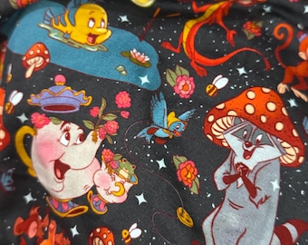 Sidekicks Character Mice Miko pots Cottagecore Watercolor Fabric OOP HTF Bamboo Lycra RARE 1 yard
