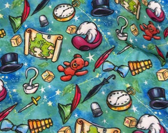 Water Resistant Canvas Peter Pan Objects HTF RARE Woven 1 yard Hook Teddy Custom