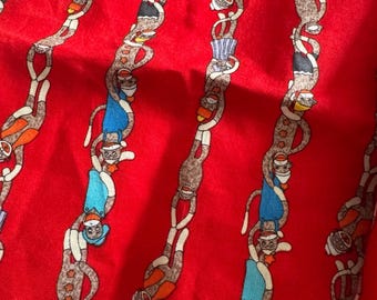 Erin Michael 5 funky Monkeys Moda OOP HTF woven Quilting Cotton 11x44 Red Only 1 Rare