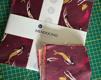 Heather Ross Original Mendocino Mermaid Complete Collection charm pack 21 prints 42pc OOP HTF Quilting Cotton RARE Woven