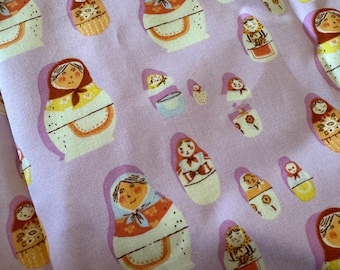 Lavender Matryoushka Heather Ross OOP HTF Quilting Cotton West Hills Rare Fat Quarter