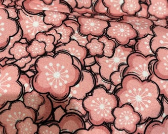 Kawaii Japanese Geisha Cherry blossom Fabric Bamboo Lycra Knit HTF RARE 1 yard