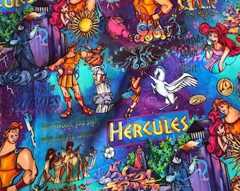 Hercules Pegasus Meg Phill Cloud Greek Gods Fabric OOP HTF Cotton Lycra RARE 1 yard LArge scale