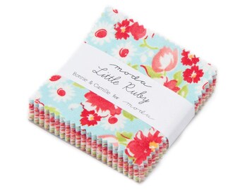 Rare Little Ruby Bonnie Camille Moda Mini Charm Pack Collection 2.5 Retro OOP HTF Quilting Cotton