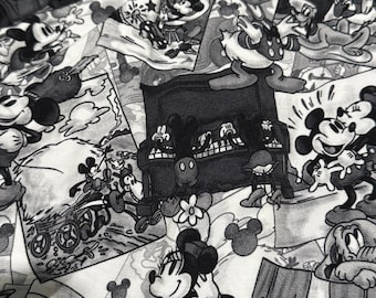 Classic Mouse Vintage Comic Steamboat Get A Horse Fabric OOP HTF Bamboo Lycra Knit RARE 1 yard