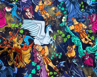 Hades Hercules Meg Pegasus Fabric Villain Fabric OOP HTF Bamboo Lycra RARE 1 yard