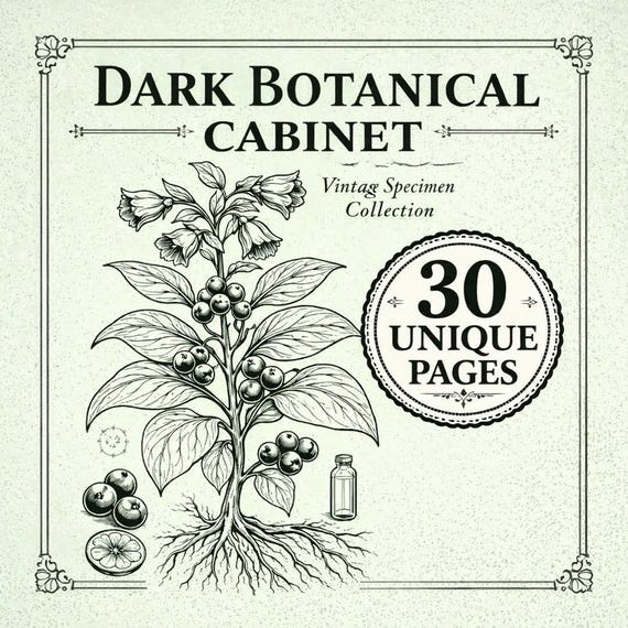 Dark Botanical Coloring Book – Gothic Apothecary Plants (PDF Download)