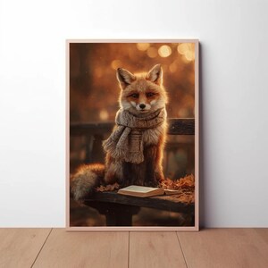 Printable Digital Fox Poster – Autumn Cozy Animal Wall Art