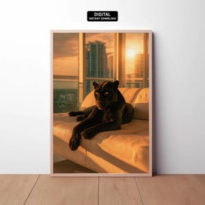 Digital | Black Panther Poster - Luxury  Wall Art for Modern Apartments Sunset Decor