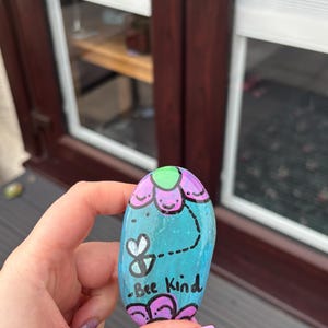 Hand Painted Be Kind Pebble, Rock,  Inspirational Bee Art Stone, Garden Stones, Decorative