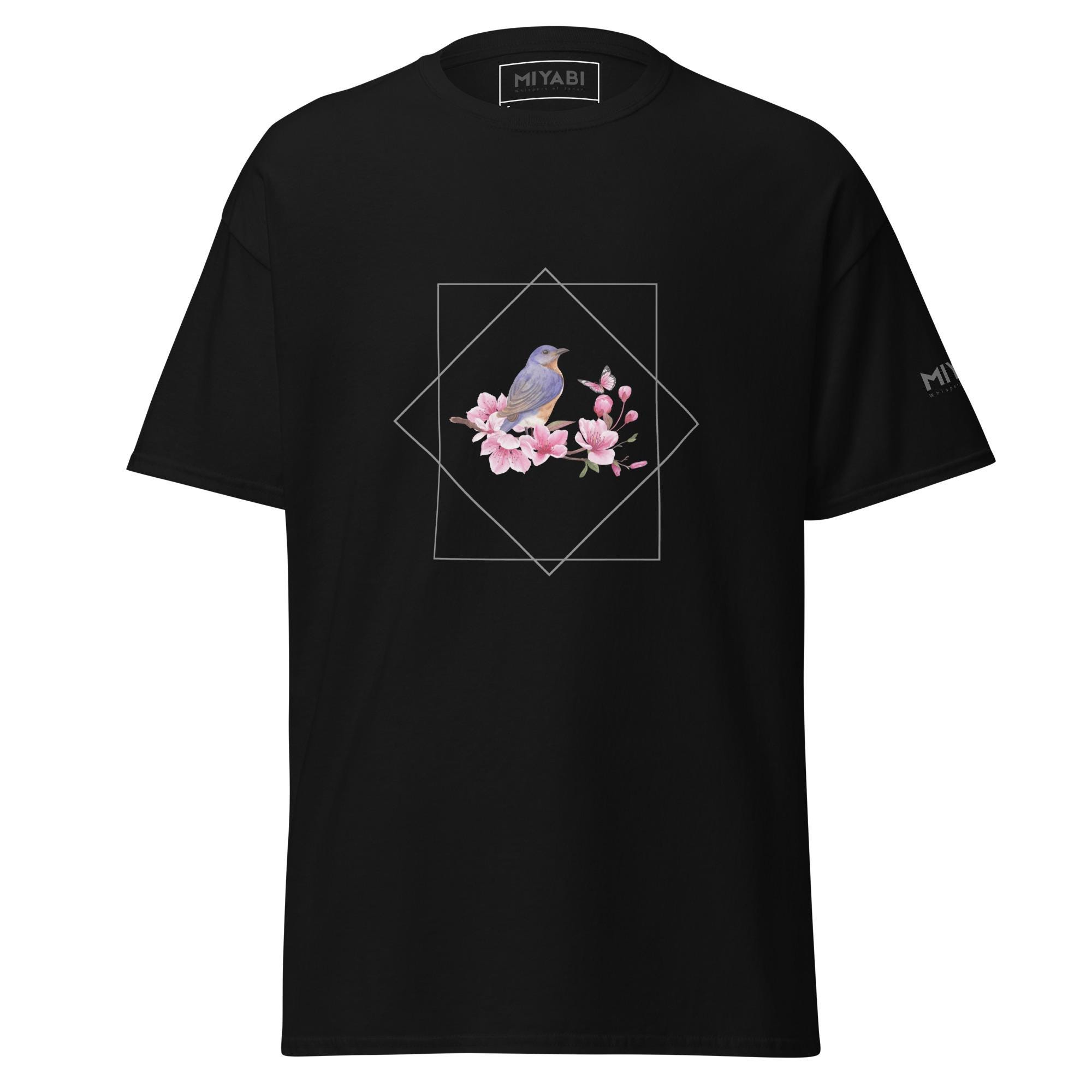 Serene Bluebird on Cherry Blossoms - Unisex T-shirt