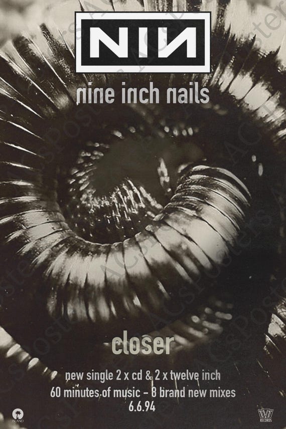 Nine Inch Nails Closer Poster | 90s Industrial Rock Wall Art