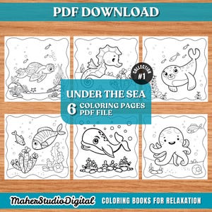 Under the Sea Coloring Pages | Ocean Animals for Kids | 6 Printable PDF Pages | Cute Sea Creatures | Instant Download