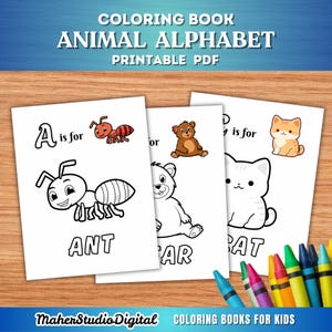 ABC Tierbuch: Malbuch für Vorschulkinder (PDF & PNG Sofort-Download)