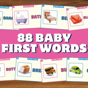 88 Baby First Words Flashcards PDF | Printable Toddler Learning Cards | A4 Size | Educational Toy for Preschool & Speech Practice