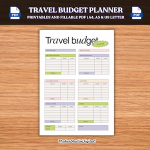 Travel Budget Planner: Fillable PDF for Trip Expenses