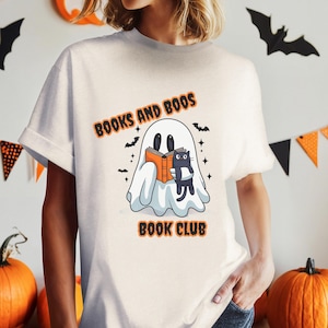 Cute Ghost reading Shirt, Spooky Season, Halloween, Ghost Reading Shirt, Reading Shirt, Comfort Colors Shirt, Halloween Book Club, Ghost Tee