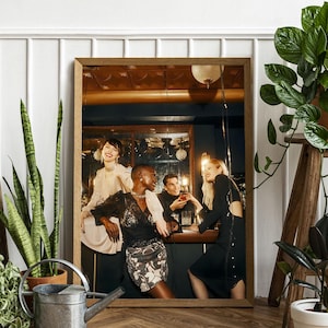 Women Drinking Cocktails Wall Art, Bar Cart Print, Black and White Poster, Three Friends Vintage Decor, Alcohol Photograph, Digital Print