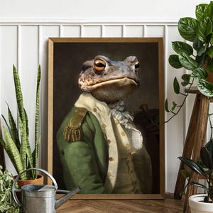 Majestic Frog in 18th Century Military Uniform – Regal Anthropomorphic Animal Portrait
