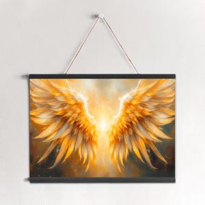 Abstract Angel Oil Painting 3D Textured Wall Art Original Canvas Painting Abstract White Wings Wall Art Living Room Wall Art Golden Wall Art