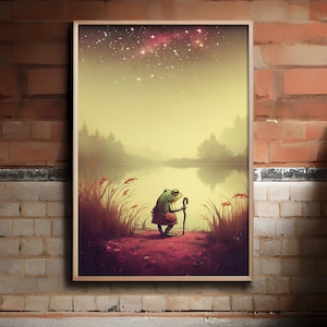 Whimsical Frog Traveler - gift for friend,gift for her,large wall art,wall art decor,wall decor