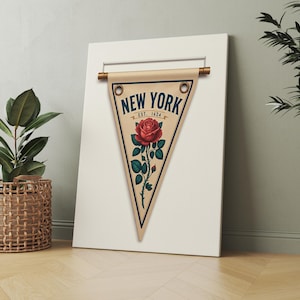 Custom City Name Pennant Flag: Vintage Style Handmade Wall Art