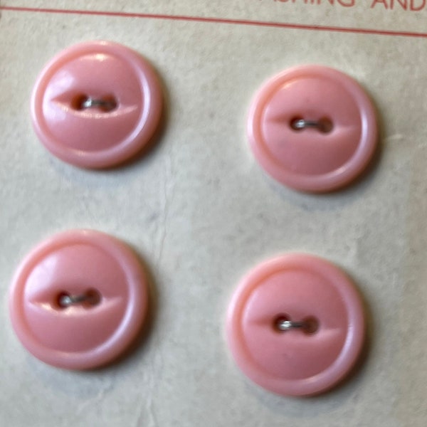 12 Vintage 1950s Fisheye PINK Buttons (16mm)