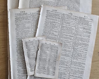 1700s Rag paper dictionary pages -12 pages