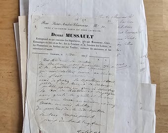 1800s French handwritten document large bundle