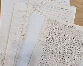 1800s French handwritten document bundle