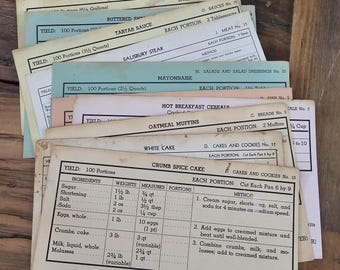 Vintage navy recipe cards - pack of 10