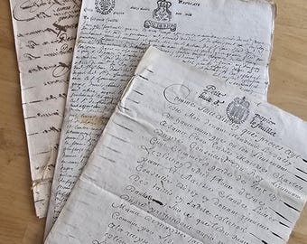 1600/1700s French stamped handwritten documents