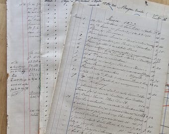 1800s French handwritten ledger folio pack