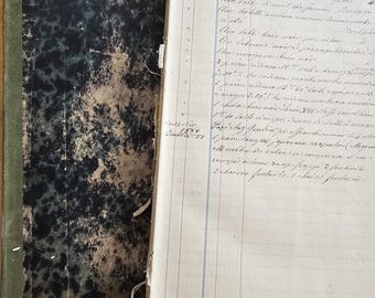 1800s French handwritten ledger folios
