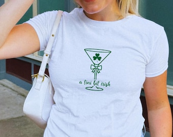 Martini Cocktail Baby Tee, St. Patty's Day Baby Tee Vintage, Shamrock Y2K Shirt, Funny 90s Drinking St Paddy Outfit
