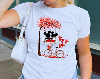Disney Mickey Minnie Valentine Baby tee, Disney couple WDW Disneyland sweethearts nite Croptop Baby Tee womens T-shirt