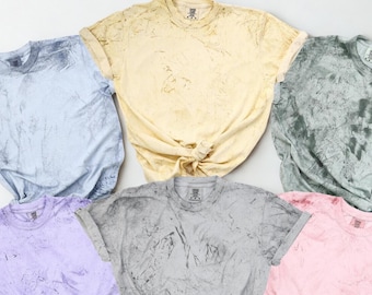 Comfort colors Colorblast Tie Dye 1745 Shirt Custom 100% cotton, Garment Dyed Unisex Tee, Vintage Washed Blanks
