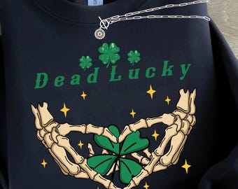 St Patricks Day-skjorta med skeletthänder, rolig irländsk lyckotröja, Shamrock-grafik-t-shirt, unisex St Patricks Day-skjorta