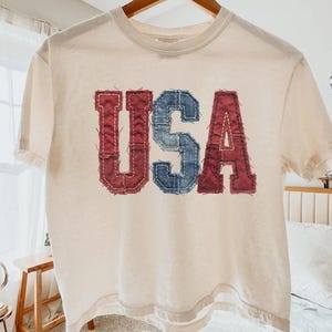 Comfort Colors Faux Patchwork Patriotic USA Flag Tank Top, America  Anniversary Tank, 4th of July Tank Top,  USA Flag Bow Tank Top