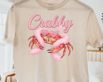 Camiseta corta divertida de cangrejo Comfort Colors®, camiseta gráfica de cangrejo soplando burbujas, camiseta náutica con ambiente playero, regalo para vacaciones de verano, camiseta holgada de verano
