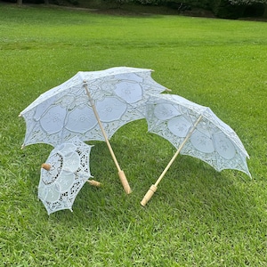 Handmade White Lace Parasol: Vintage Wedding Umbrella, Cosplay Prop