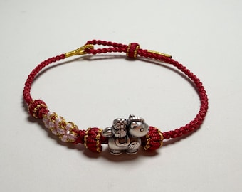 2026 Year of the Horse Lucky Bracelet | 999 Silver Horse | Peach Blossom Knot | Adjustable