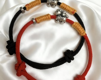 999 Silver Horse |2026 Lucky Zodiac Charm |Good Luck Rope Bracelet |Adjustable Knot