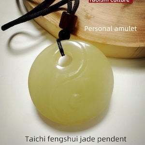 Taoist Jade Pendant: Natural Afghan Nephrite Amulet for Balance & Protection